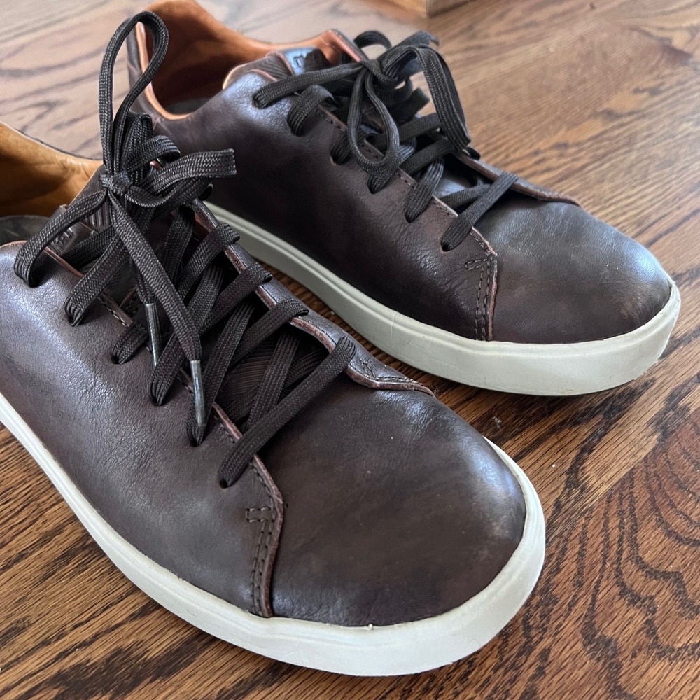 OluKai Laeahi‎ Li'ili'i Dark Brown Leather Lace Up Shoes Men's US 8.5 EUR 41.5 - Picture 2 of 12
